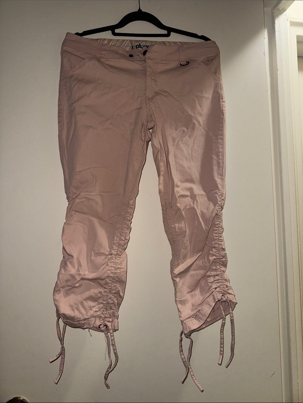 Beige Ruched Cargo Pants | Adjustable Drawstring Hem | Y2K Style
